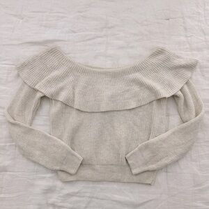 Urban Outfitters (Kimchi Blue) Cream Off-the-Shoulder Large Sweater